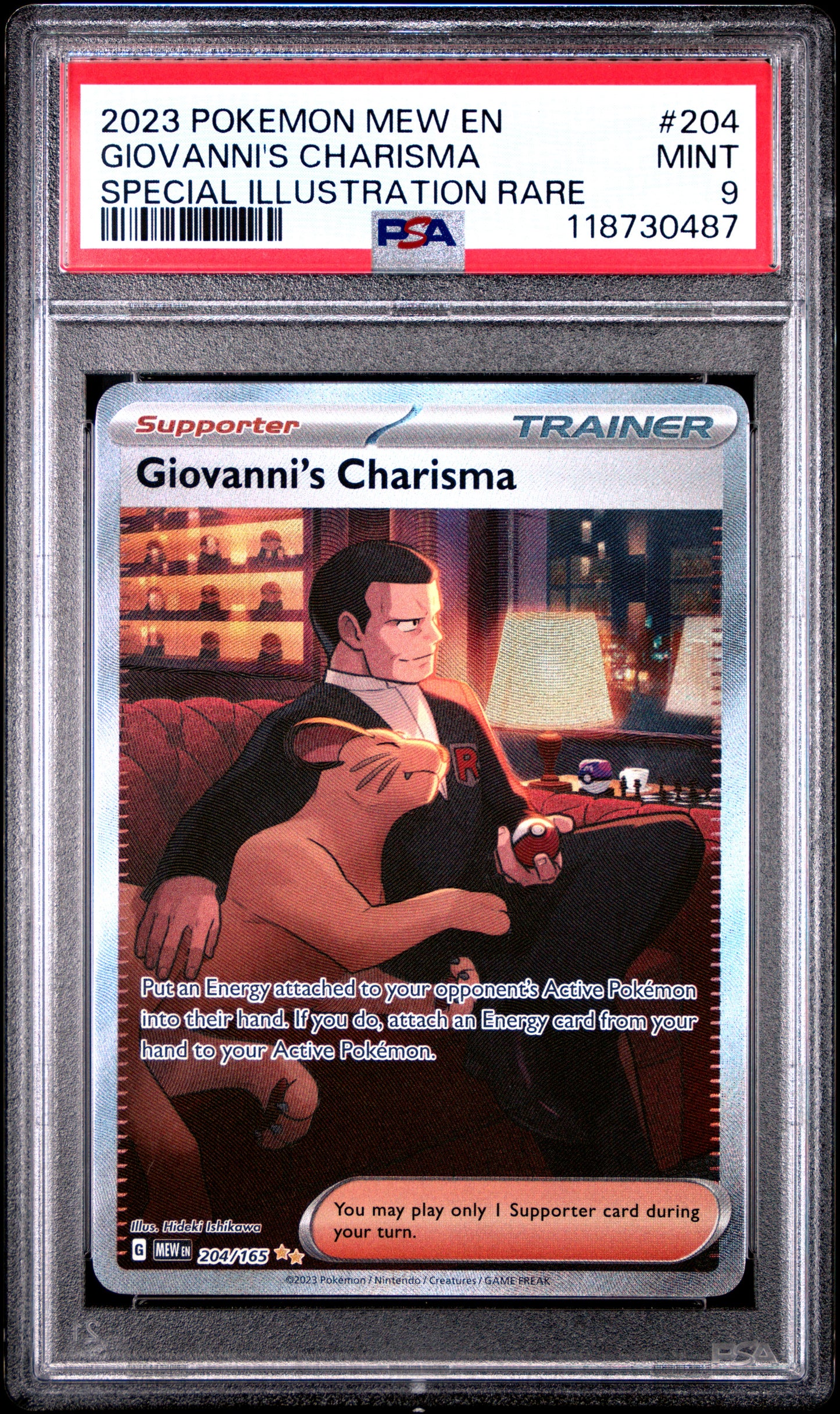 PSA 9 - Giovanni's Charisma 204/165 SIR SV MEW English 151 - Pokemon