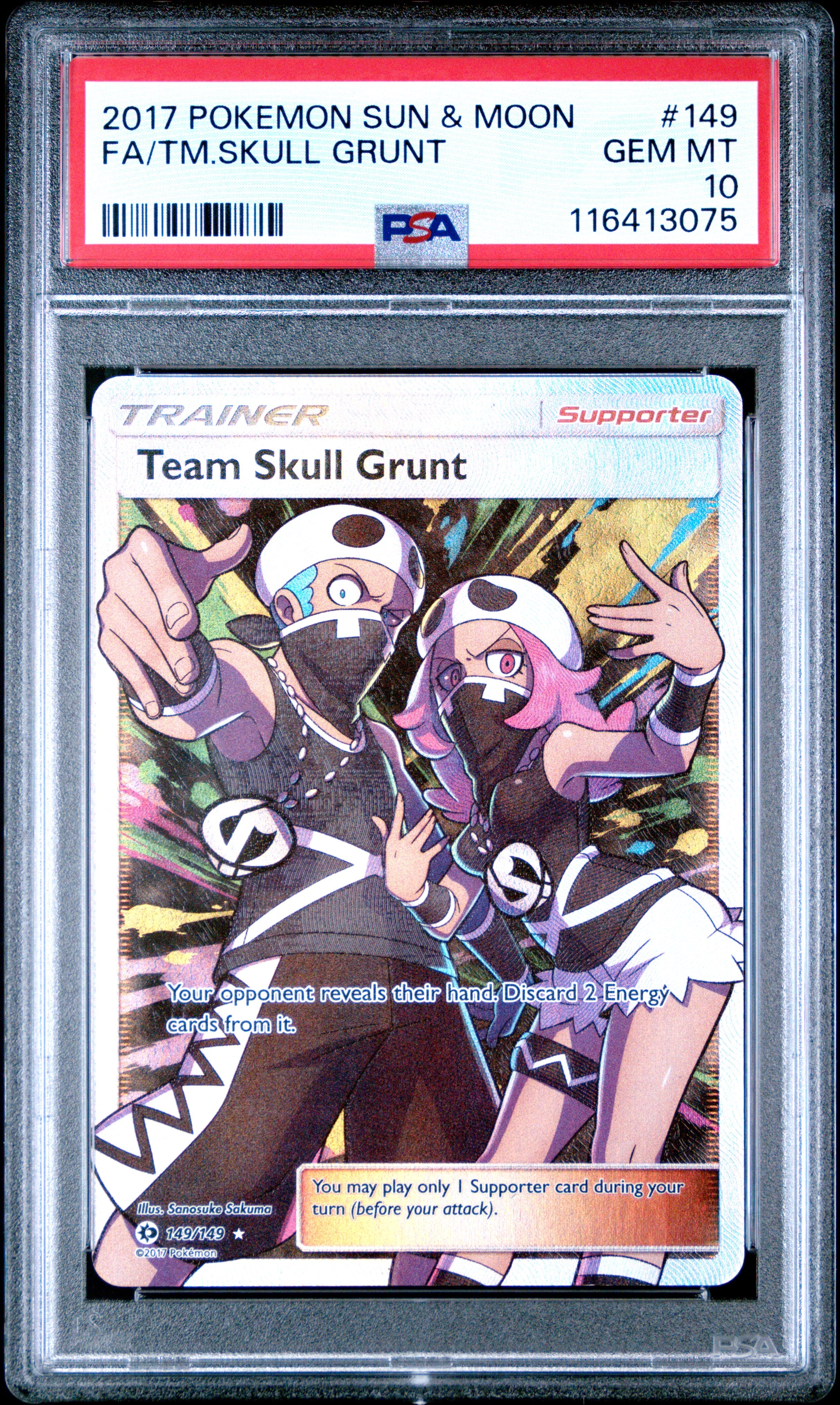 PSA 10 Team Skull Grunt 149/149 SM Sun Moon Base Set Pokemon