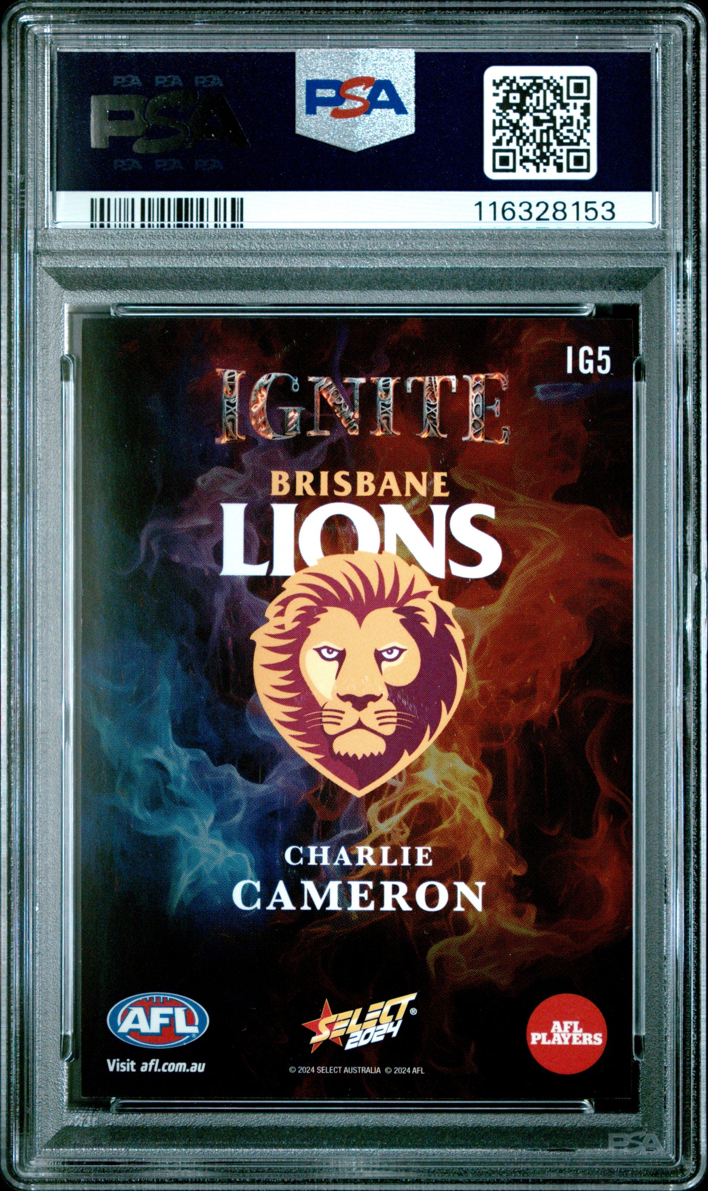 PSA 10 - Charlie Cameron (Brisbane) #IG05 2024 SELECT Ignite - AFL