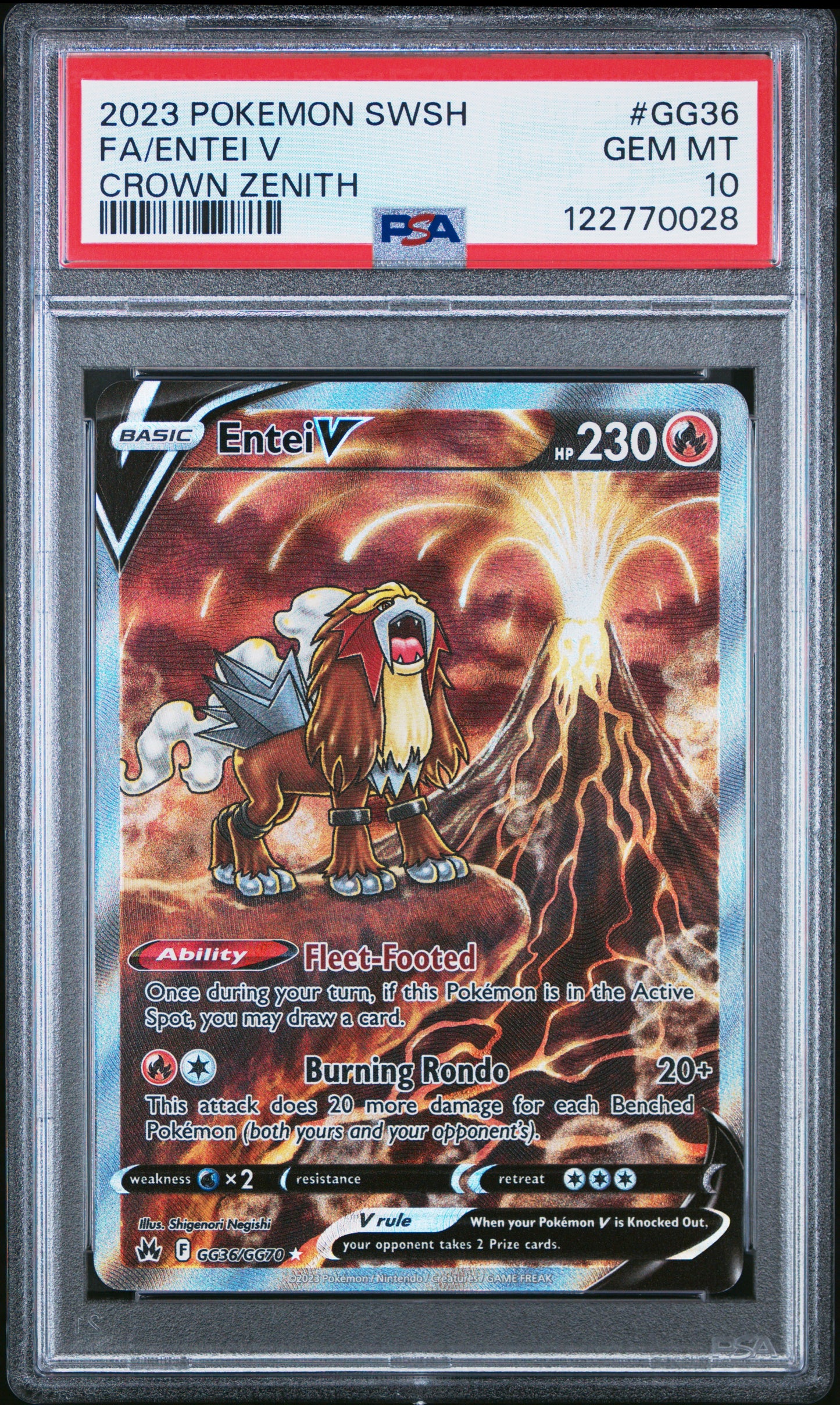 PSA 10 - Entei V GG36/GG70 SWSH Crown Zenith - Pokemon