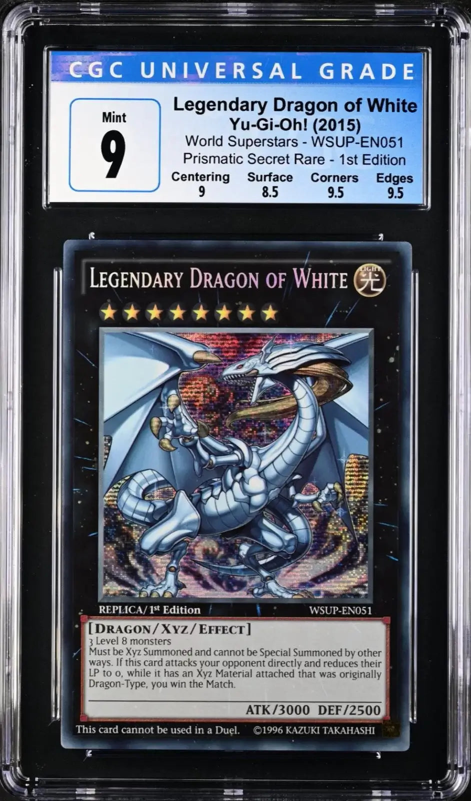 Dragon　SR　–　Yu-Gi-Oh　White　Prismatic　Legendary　WSUP-EN051　of　CGC　JustEncased