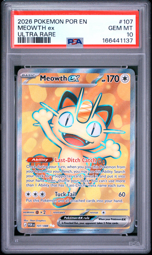 PSA 10 - Meowth ex 107/088 ME Perfect Order x137 - Pokemon