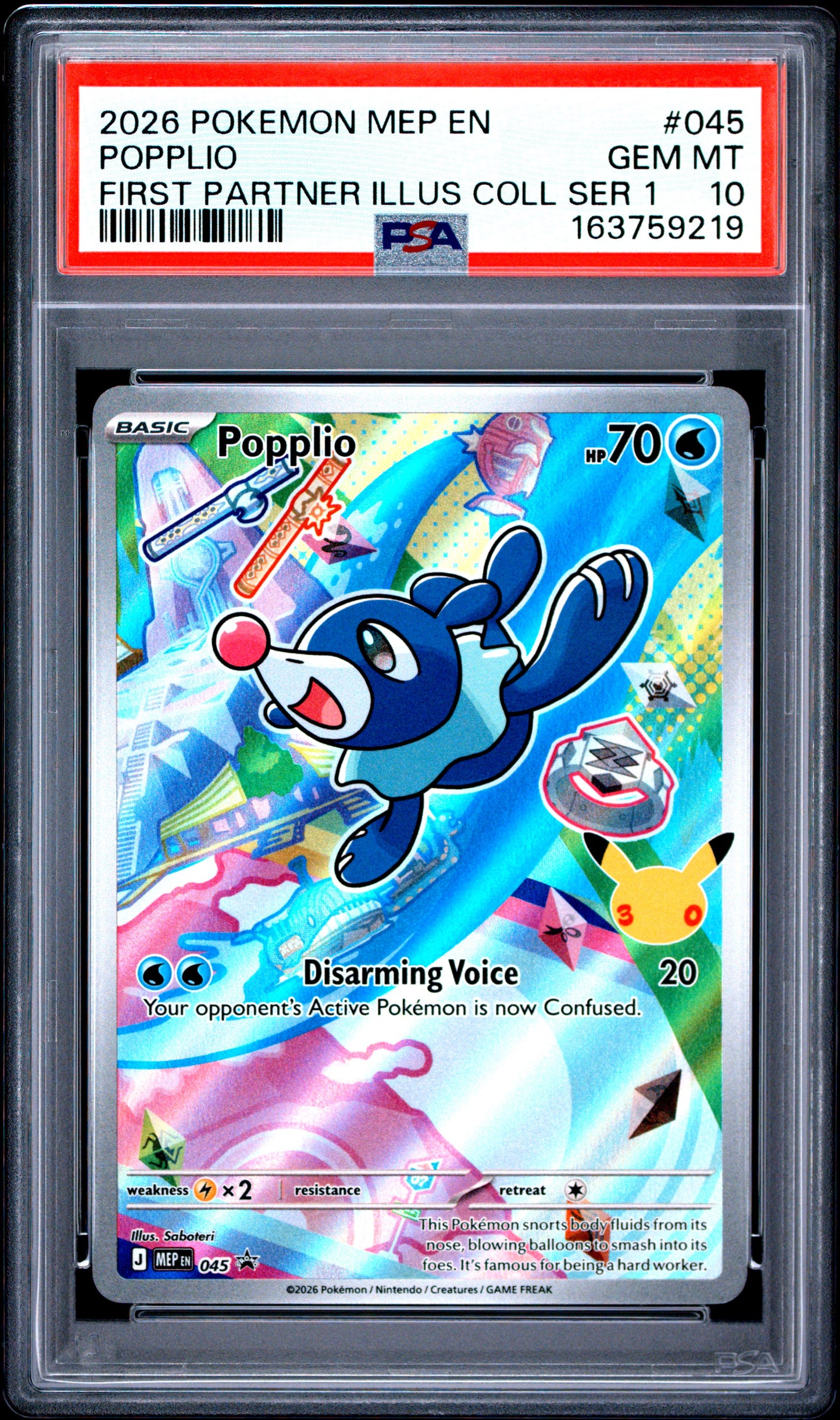 PSA 10 - Popplio MEP045 First Partner Illustration Collection x219 - Pokemon
