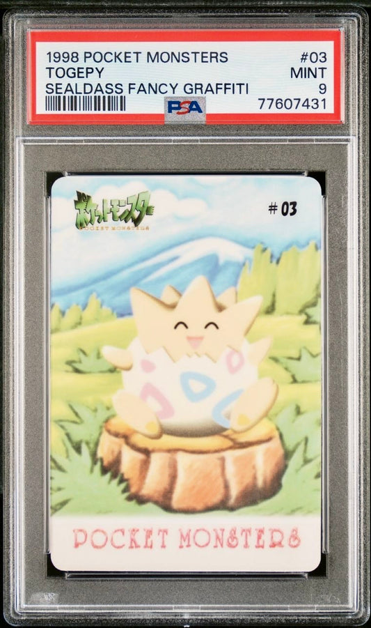 PSA 9 - Togepi (Togepy) #03 Sealdass Fancy Graffiti 1998 Pocket Monsters - Pokemon