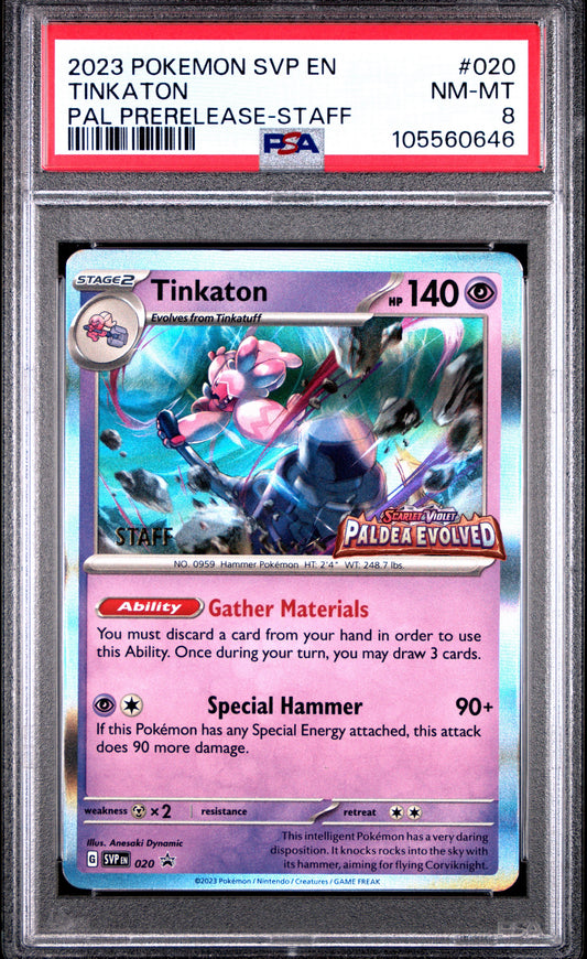 PSA 8 - Tinkaton SVP020 Paldea Evolved STAFF Prerelease Promo - Pokemon