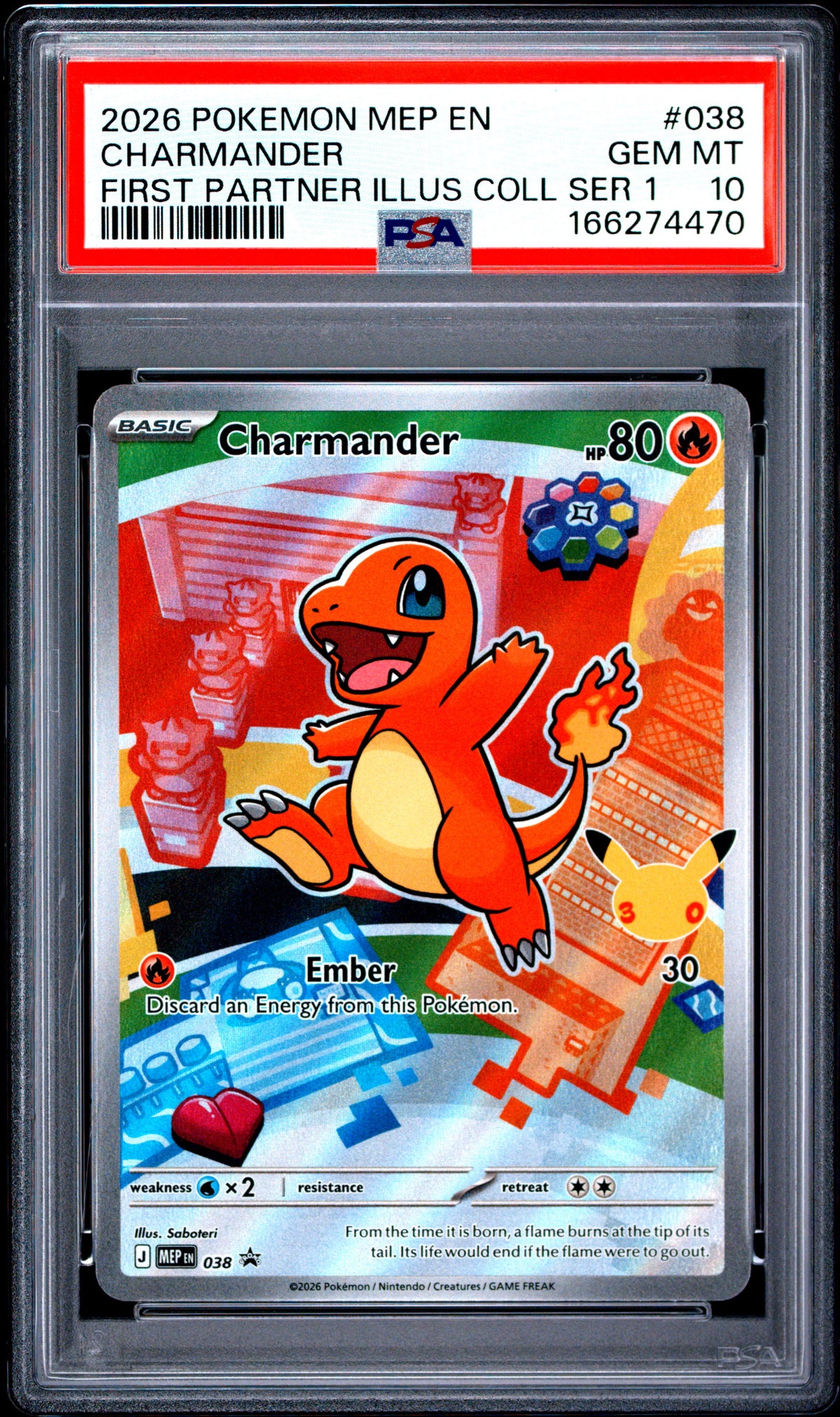PSA 10 - Charmander MEP038 First Partner Illustration Promo x470 - Pokemon