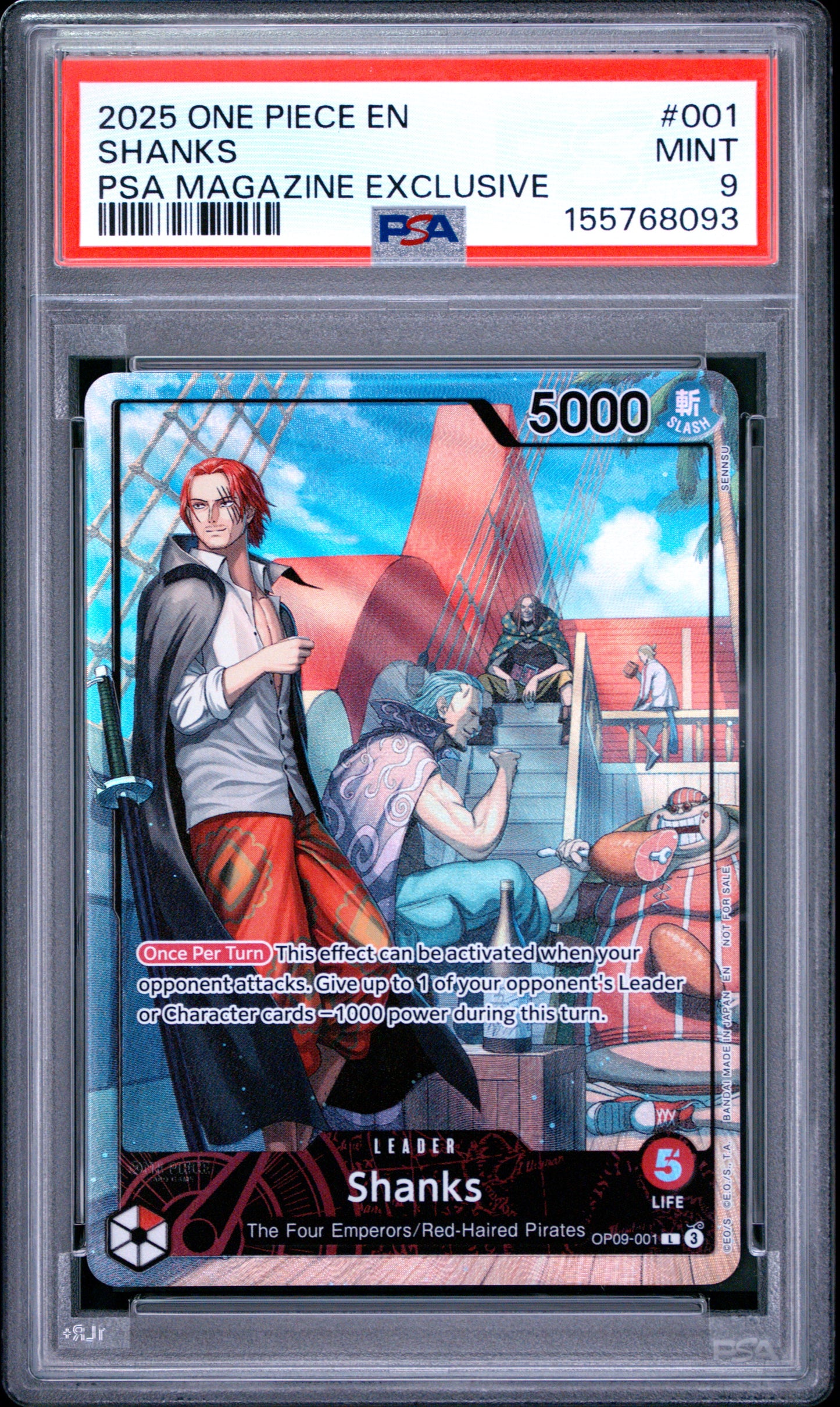PSA 9 - Shanks OP09-001 PSA Magazine Exclusive Promo x093 - One Piece