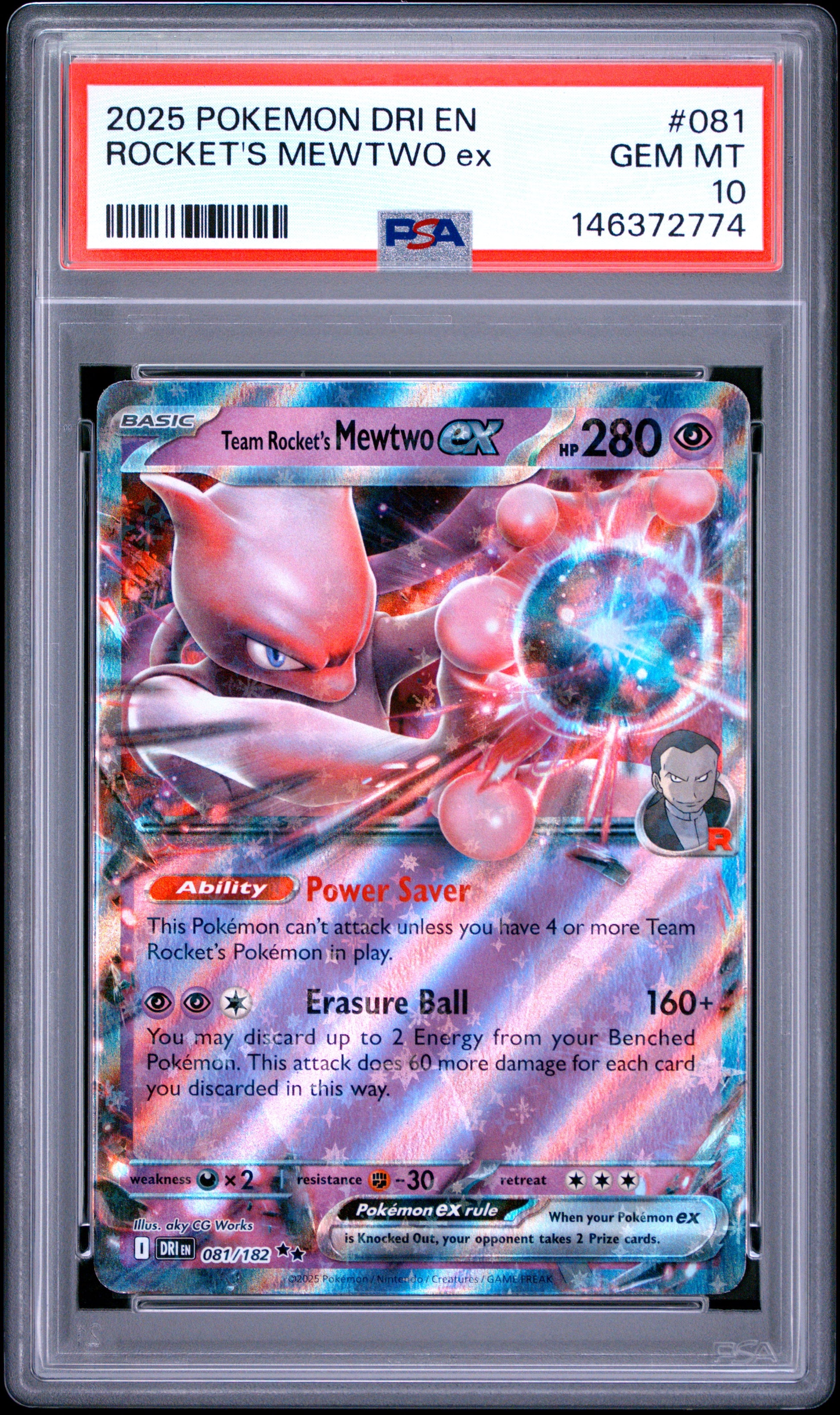 PSA 10 - Team Rocket's Mewtwo ex 081/182 SV Destined Rivals x774 - Pokemon