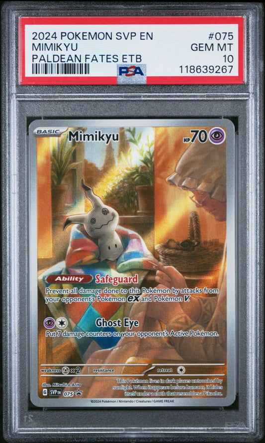 PSA 10 - Mimikyu SVP075 SV Paldean Fates Elite Trainer Box Promo - Pokemon