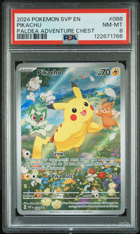 PSA 8 - Pikachu SVP088 Paldea Adventure Chest Black Star Promo - Pokemon