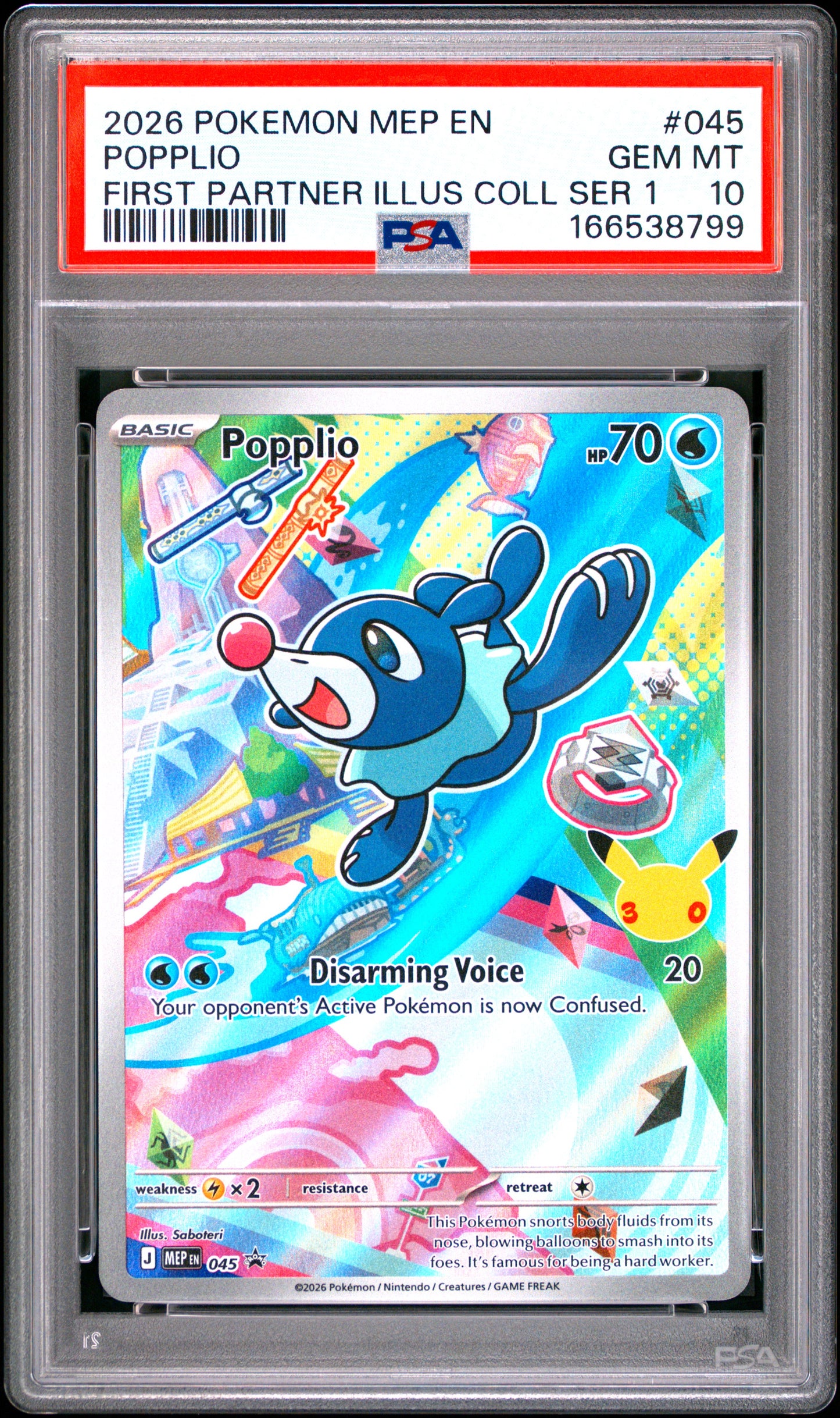 PSA 10 - Popplio MEP045 First Partner Ilustration Coll. x799 - Pokemon