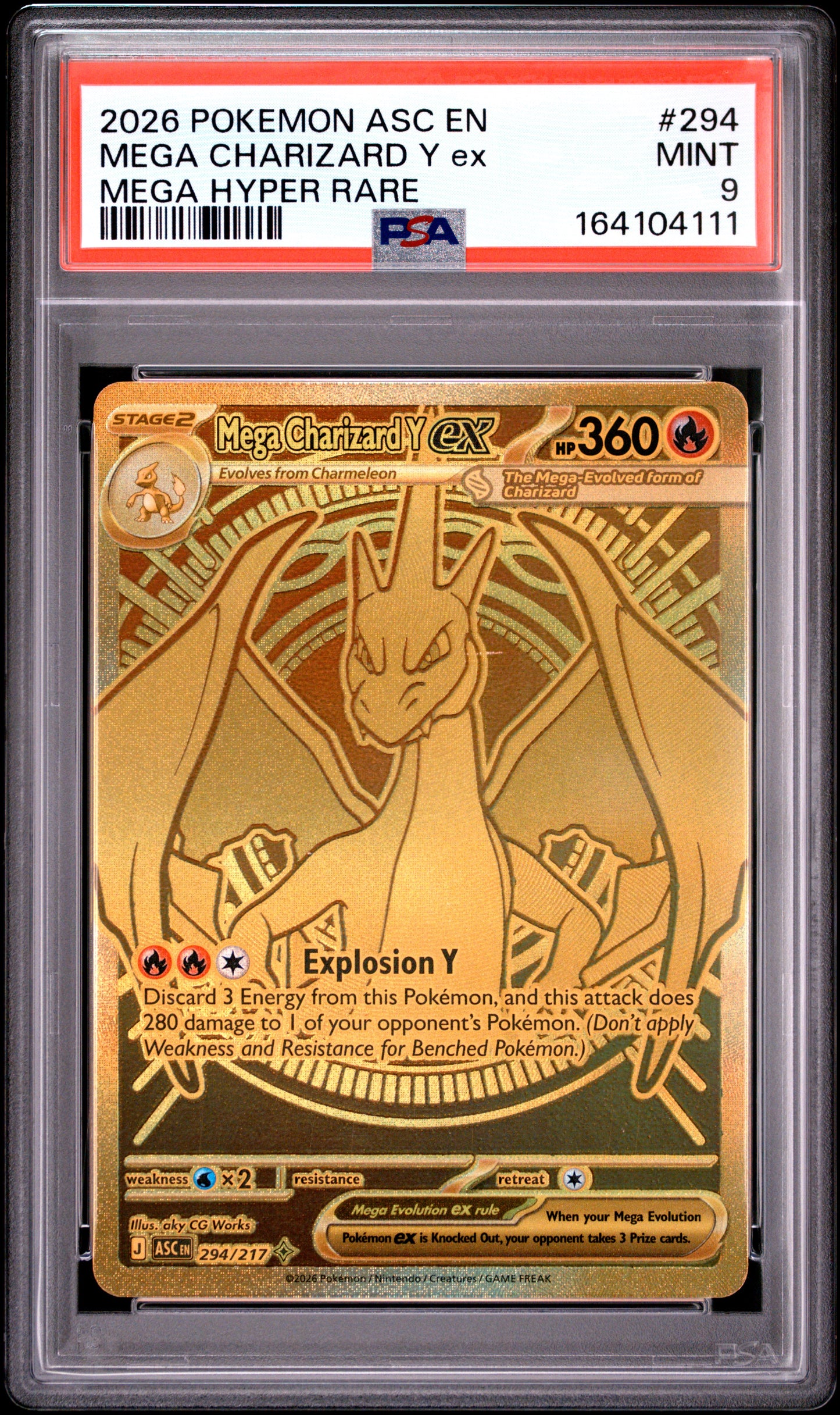 PSA 9 - Mega Charizard Y ex 294/217 MUR ME Ascended Heroes x107 [JEC] - Pokemon