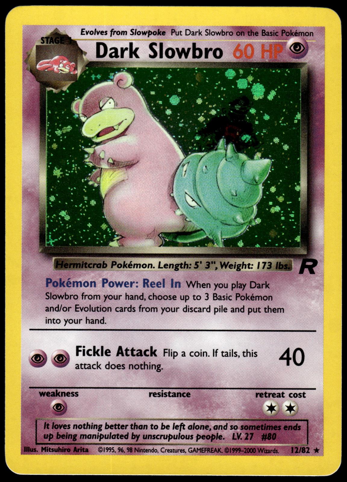 Dark Slowbro Holo 12/82 WOTC Team Rocket Unlimited Pokemon [JEC] [NM]
