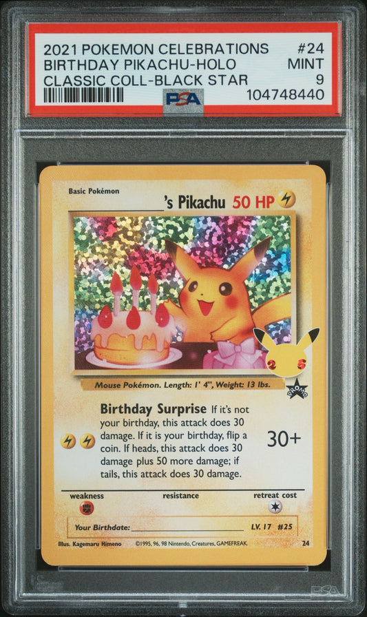 PSA 9 - Birthday Pikachu 24 SWSH Celebrations Classic Collection - Pokemon