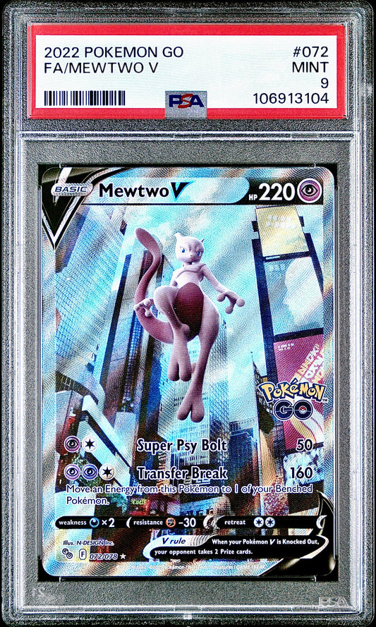 PSA 9 - Mewtwo V 072/078 SWSH Pokemon GO - Pokemon