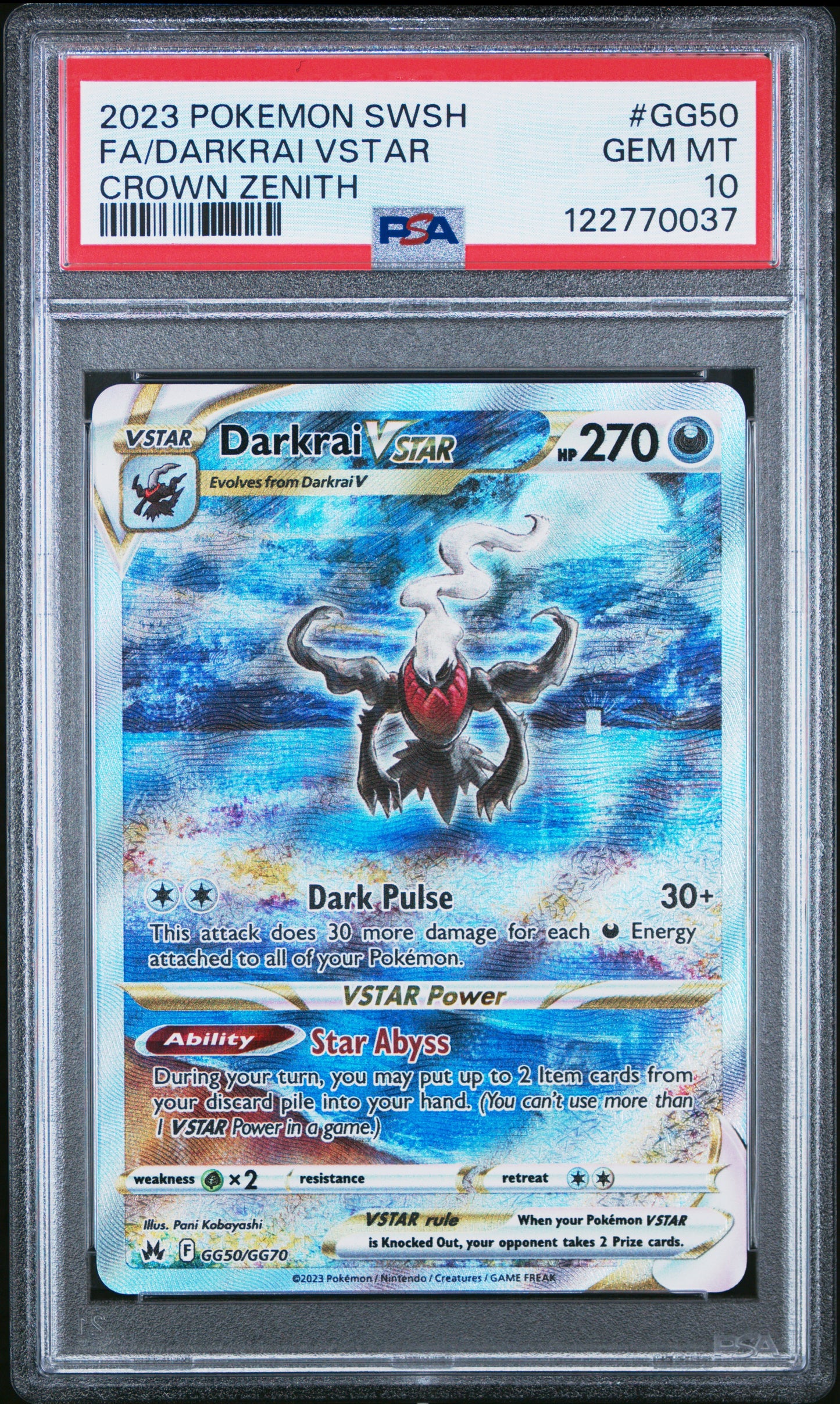 PSA 10 - Darkrai VSTAR GG50/GG70 SWSH Crown Zenith - Pokemon