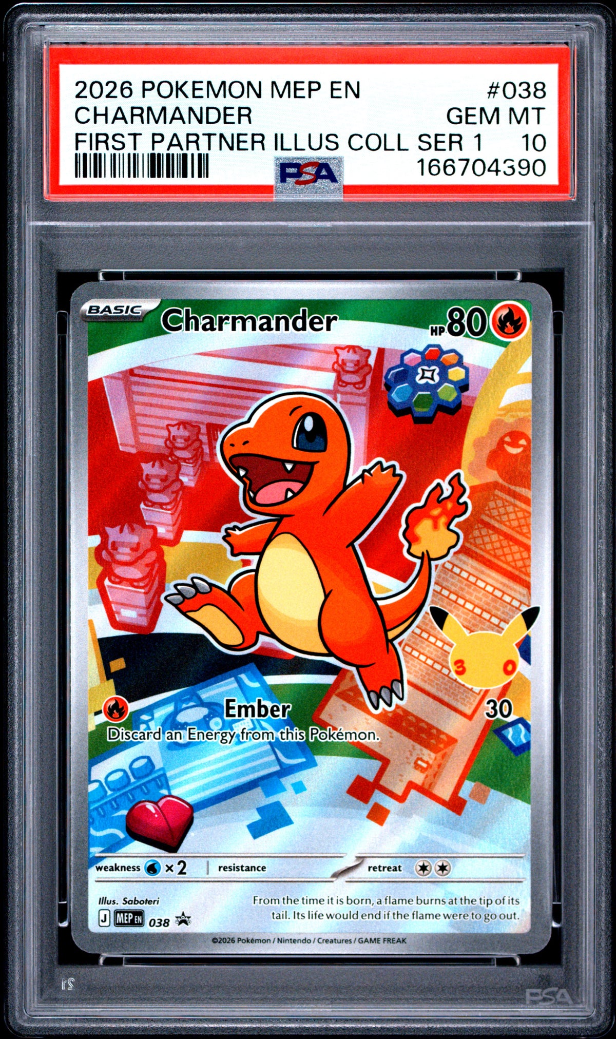 PSA 10 - Charmander MEP038 First Partner Illustration Promo x390- Pokemon