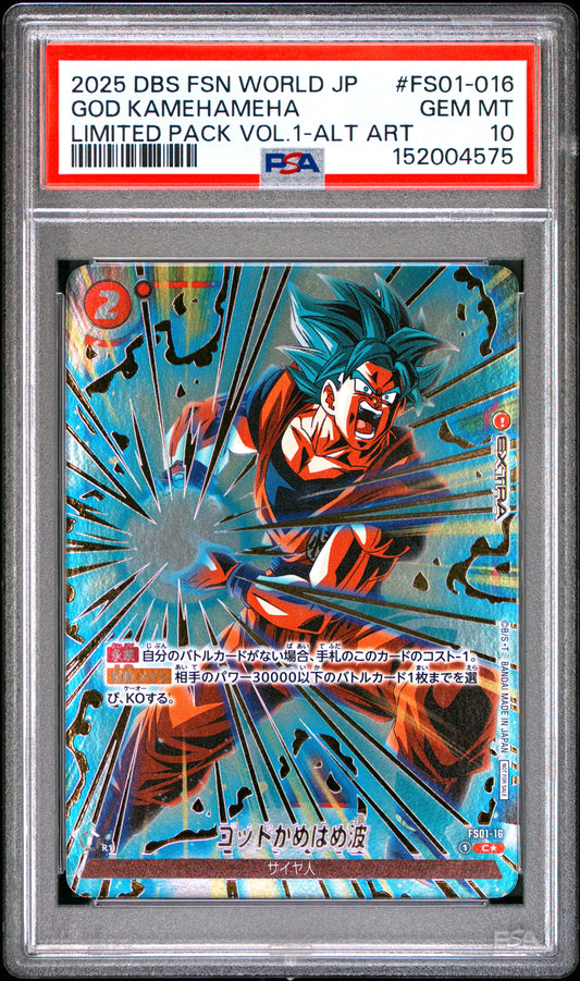 PSA 10 - God Kamehameha FS01-016 Limited Pack Vol 1 Alt JPN Fusion World - DBS