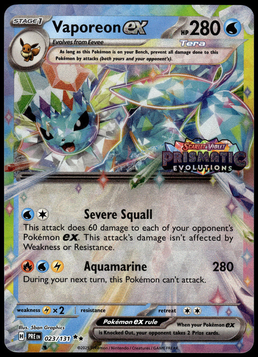 Vaporeon ex 023/131 SV Prismatic Evolutions Suprise Exclusive Pokemon [NM] (1)