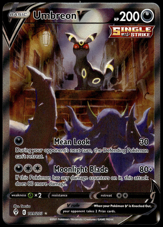 Umbreon V 189/203 SWSH Evolving Skies Pokemon [NM] (A4)
