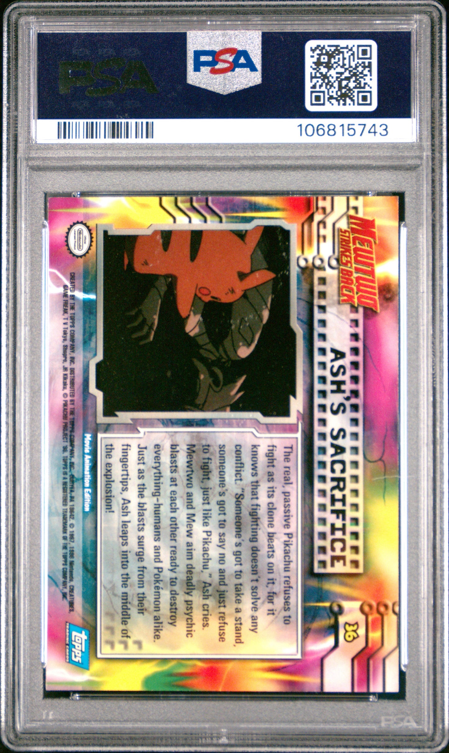PSA 9 - Ash’s Sacrifice #36 1999 TOPPS Movie Edition - Pokemon