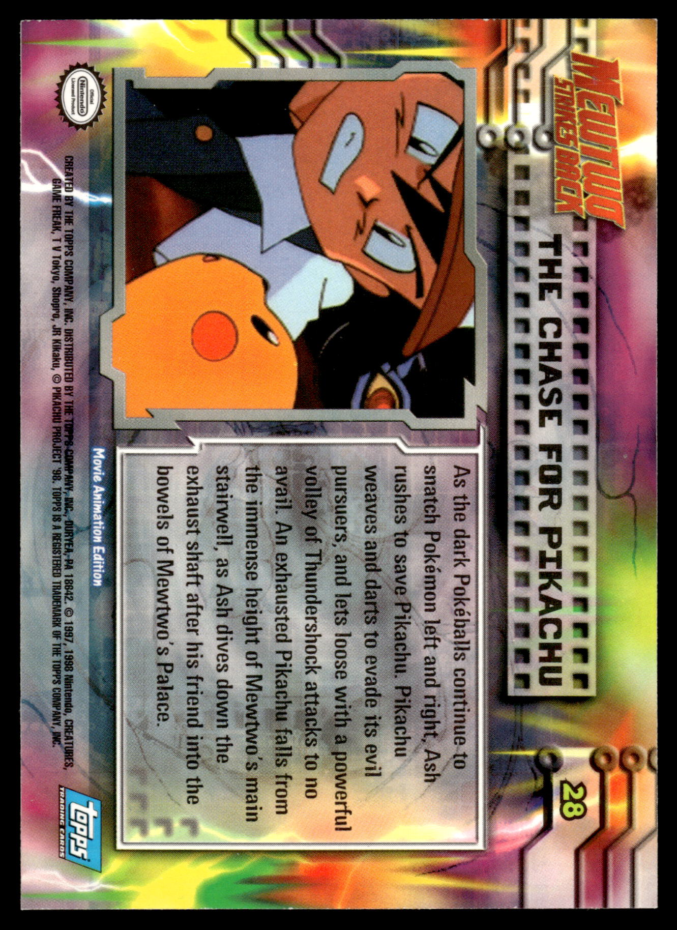 Chase for Pikachu #28 TOPPS Mewtwo Strikes Back Movie Pokemon [NM]