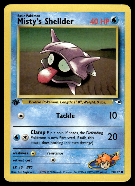 Misty's Shelder 89/132 WOTC Gym Heroes 1st Edition Pokemon [DMG]