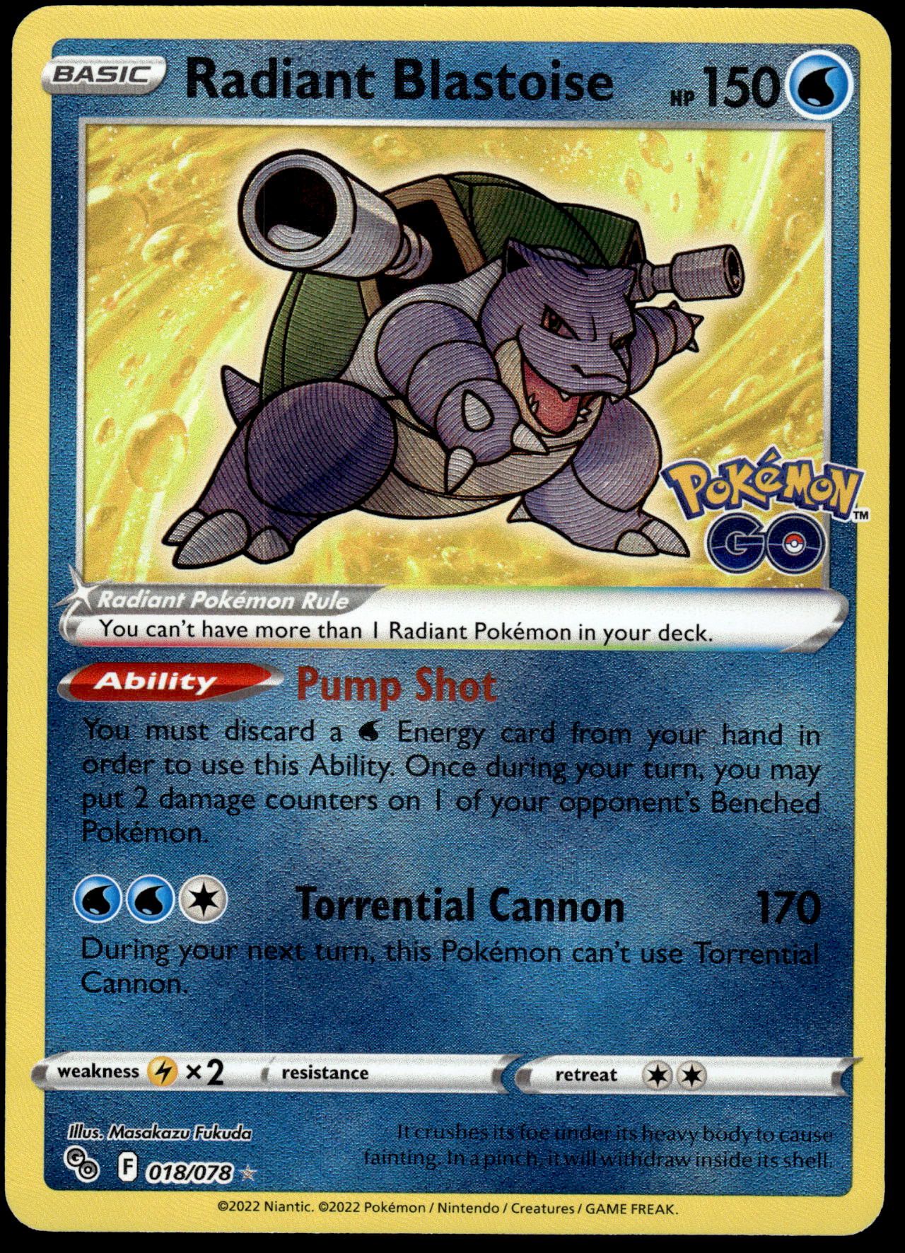 Radiant Blastoise 018/078 SWSH Pokemon GO! Pokemon [NM]