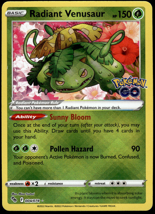 Radiant Venusaur 004/078 SWSH Pokemon GO! Pokemon [NM]