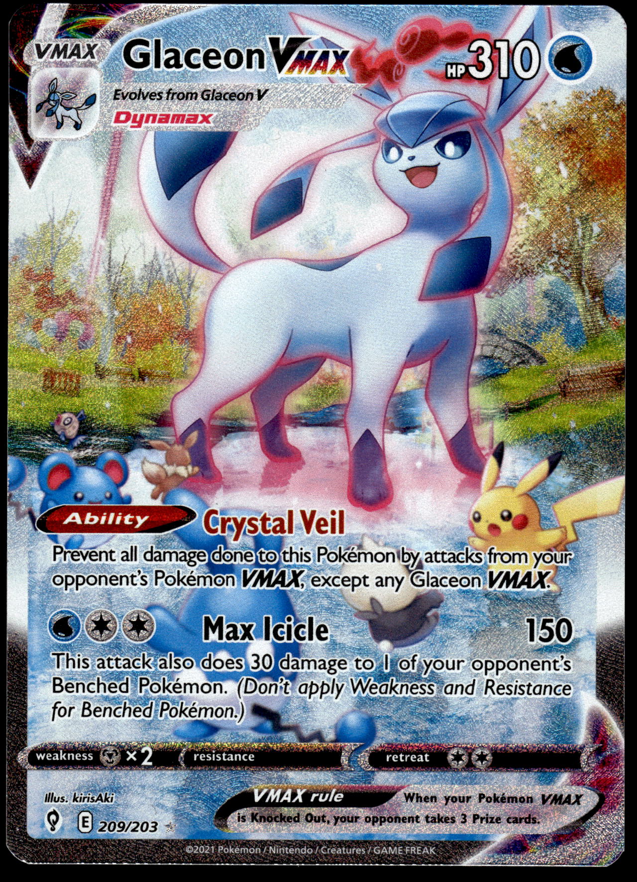 Glaceon VMAX 209/203 SWSH Evolving Skies Pokemon [NM]