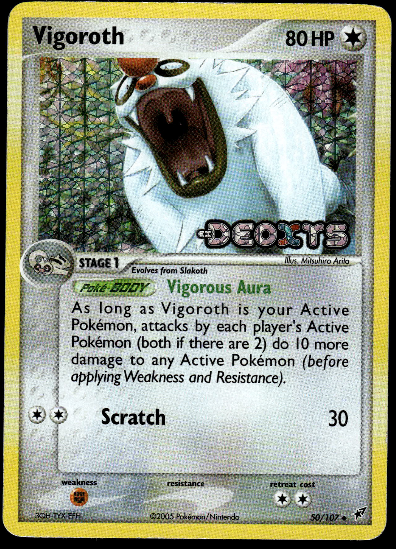 Vigoroth Reverse 50/107 Stamped EX Deoxys Pokemon [PL]