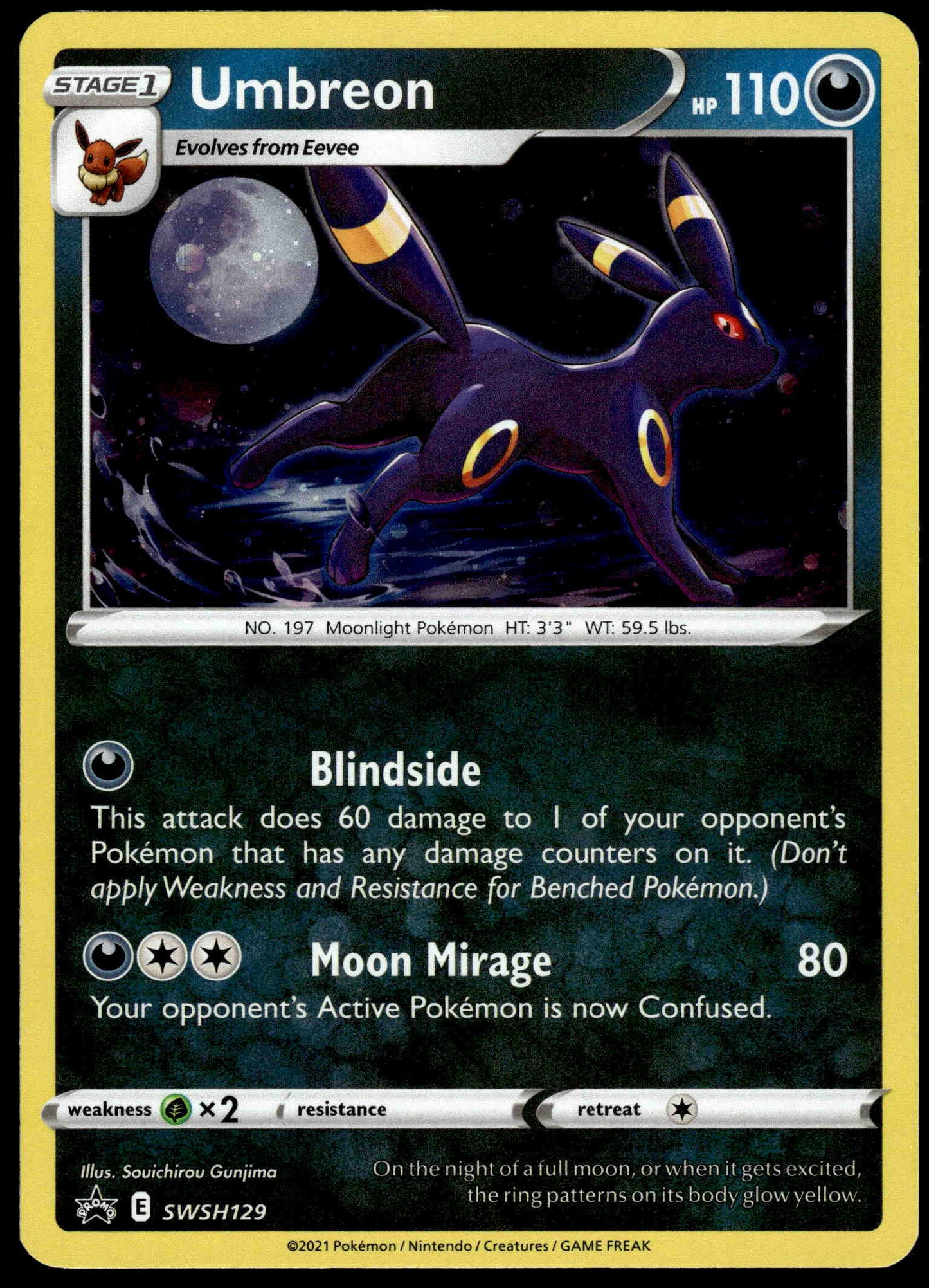 Umbreon Cosmos Holo SWSH129 Evolving Skies 3-Pack Blister Pokemon [NM] (4)