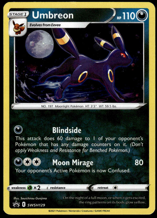 Umbreon Cosmos Holo SWSH129 Evolving Skies 3-Pack Blister Pokemon [NM] (4)