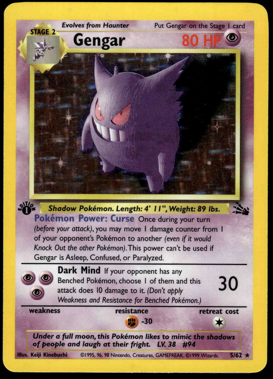 Gengar Holo 5/62 WOTC Fossil 1st Edition Pokemon [PL] (1)