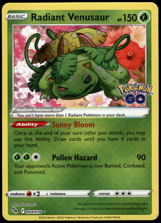 Radiant Venusaur 004/078 SWSH Pokemon GO! [NM] (1)