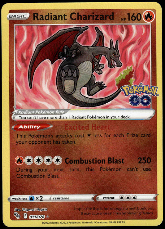 Radiant Charizard 011/078 SWSH Pokemon GO! [NM] (1)