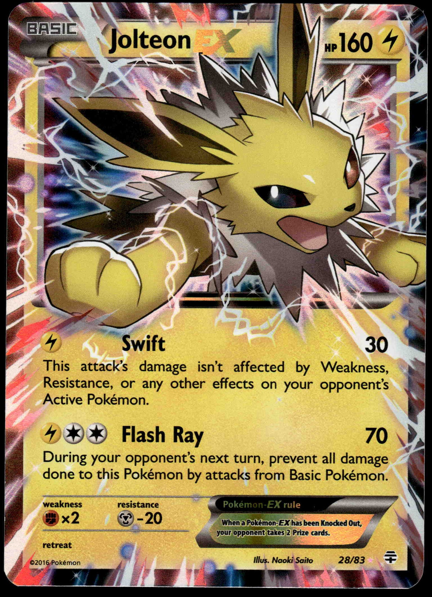 Jolteon EX 28/83 XY Generations Pokemon [NM] (1)