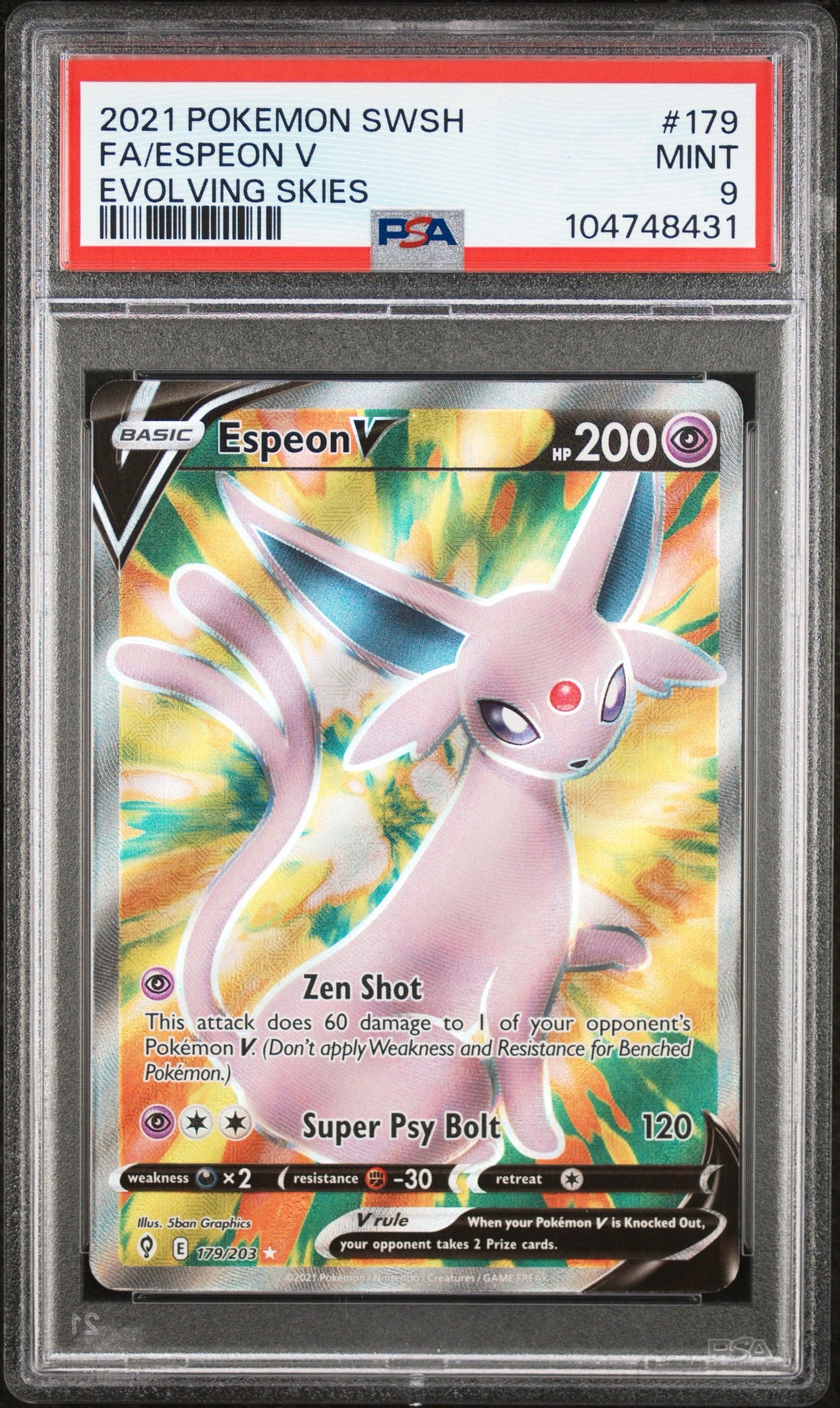 PSA 9 - Espeon V 179/203 SWSH Evolving Skies - Pokemon
