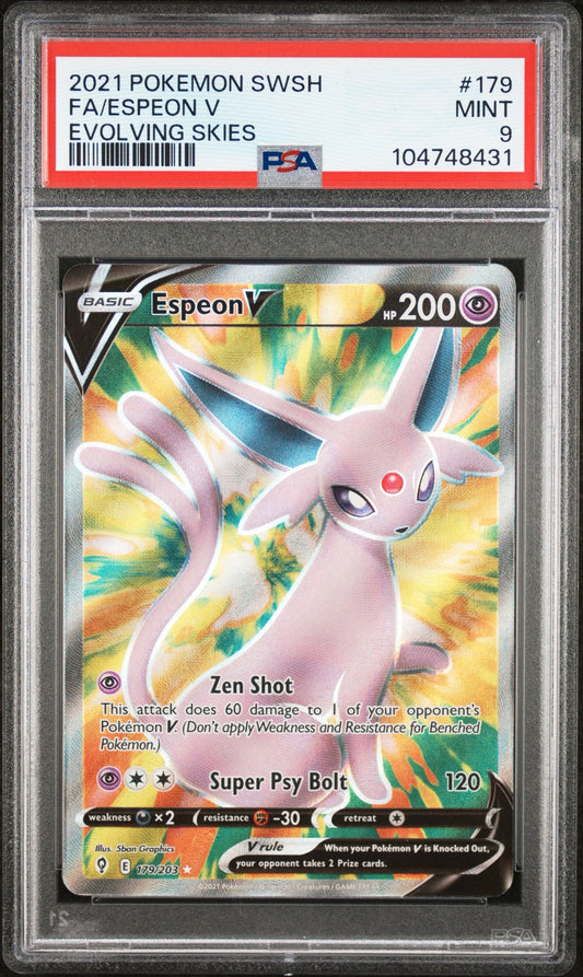 PSA 9 - Espeon V 179/203 SWSH Evolving Skies - Pokemon