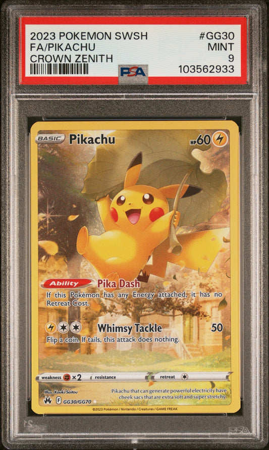 PSA 9 - Pikachu GG30/GG70 SWSH Crown Zenith - Pokemon