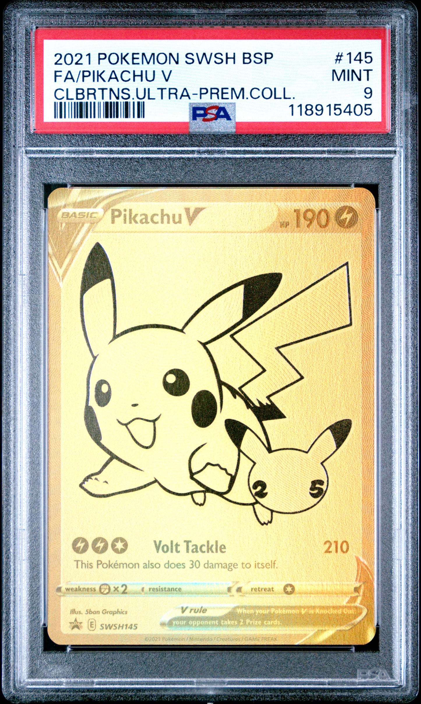 PSA 9 - Pikachu V SWSH145 Celebrations Ultra Premium Collection - Pokemon