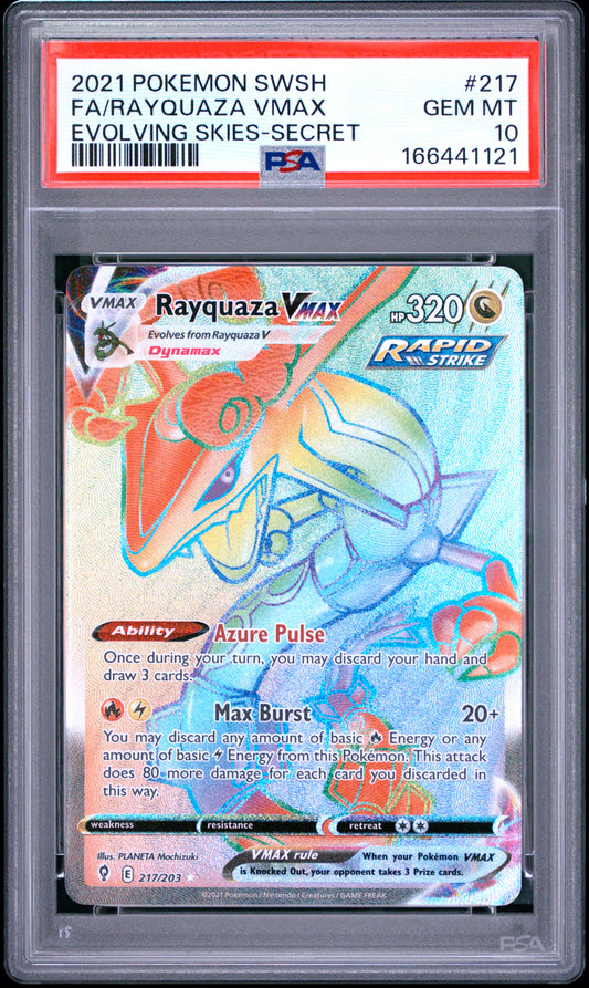 PSA 10 - Rayquaza VMAX 217/203 SWSH Evolving Skies x121 - Pokemon
