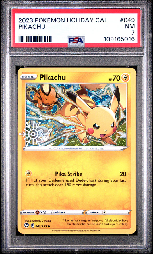 PSA 7 - Pikachu Holo 049/195 SWSH 2023 Holiday Calendar - Pokemon