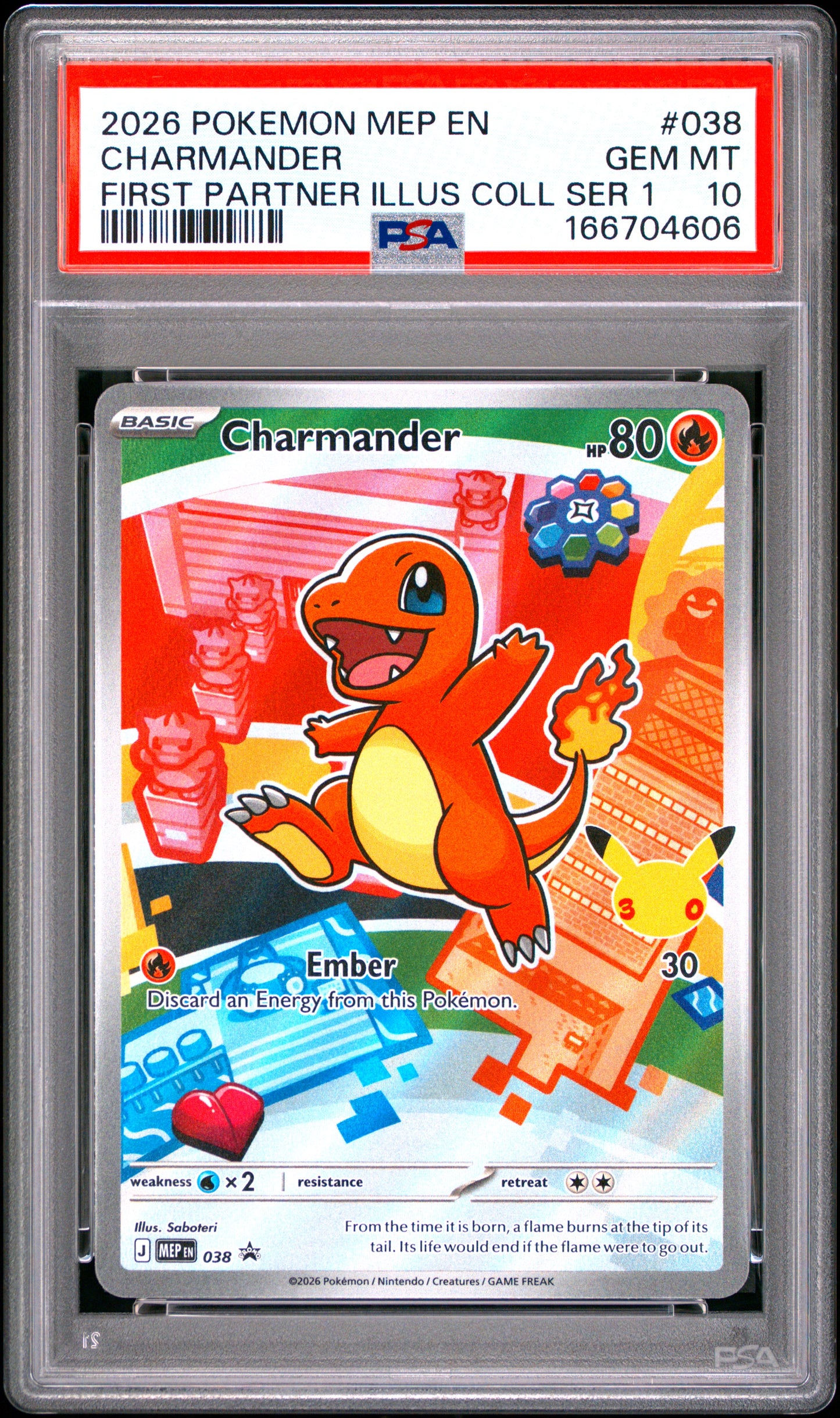 PSA 10 - Charmander MEP038 First Partner Illustration Coll. Promo x606 - Pokemon