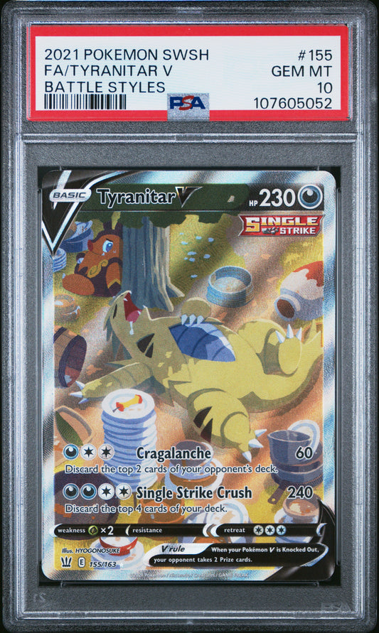 PSA 10 - Tyranitar V Alternate Art 155/163 SWSH Battle Styles - Pokemon