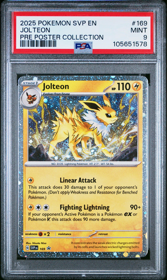 PSA 9 - Jolteon Holo SVP169 Prismatic Evolutions Poster Collection - Pokemon