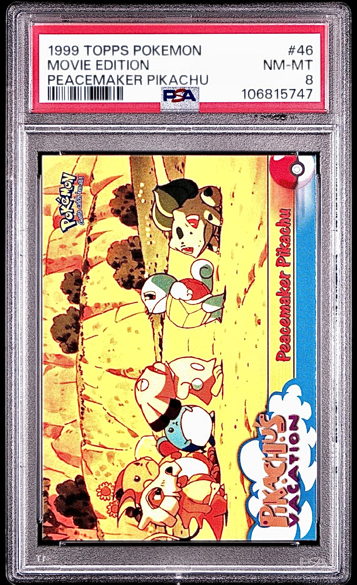 PSA 8 - Peacemaker Pikachu #46 1999 TOPPS Movie Edition - Pokemon