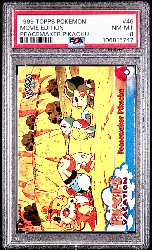 PSA 8 - Peacemaker Pikachu #46 1999 TOPPS Movie Edition - Pokemon