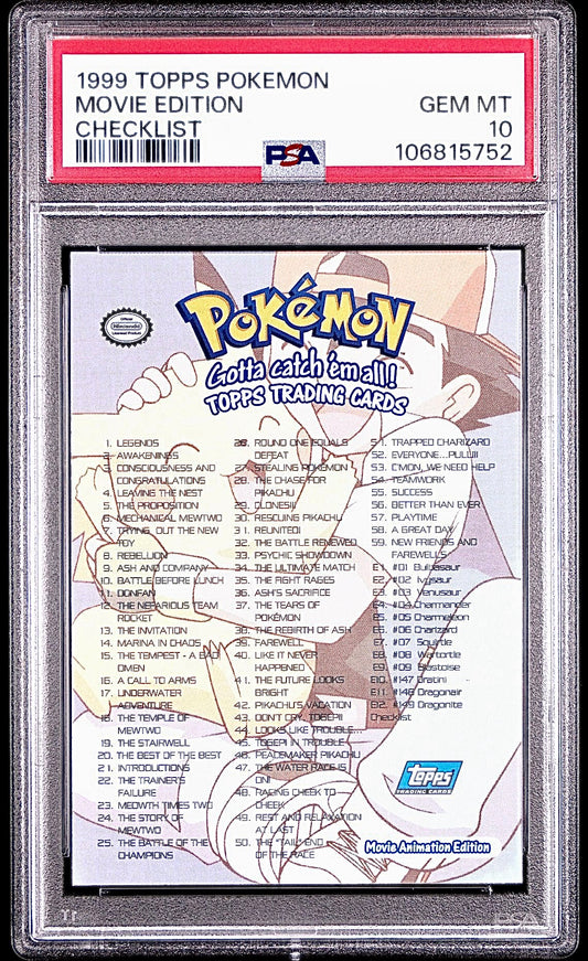 PSA 10 - Checklist 1999 TOPPS Movie Edition - Pokemon
