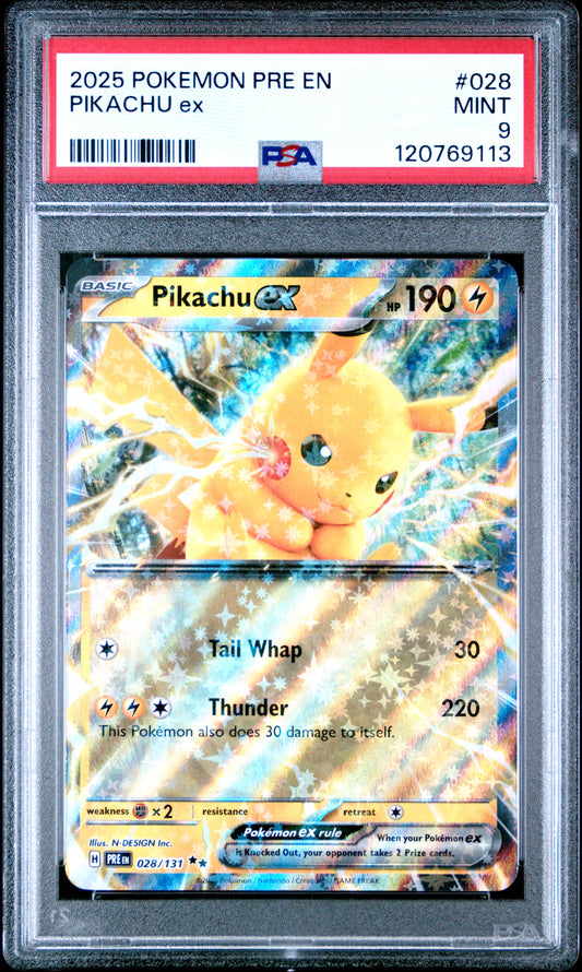 PSA 9 - Pikachu ex 028/131 SV Prismatic Evolutions - Pokemon